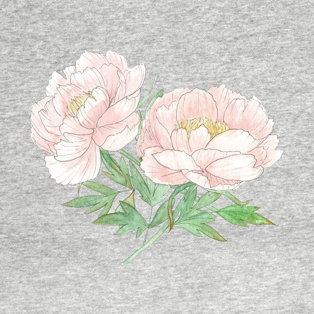 Pair of Peonies Watercolor Illustration by Danica Templeton Art